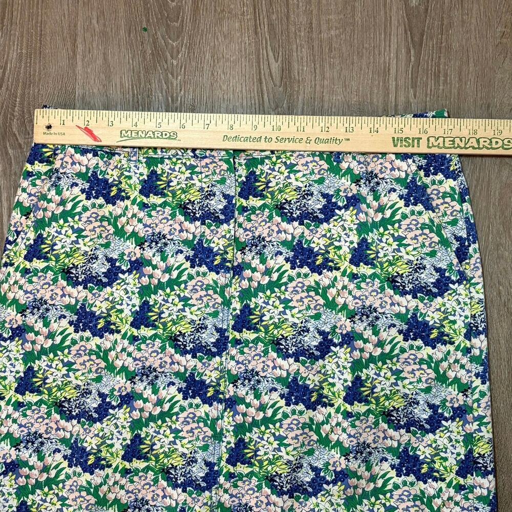 Talbots Floral Print Skirt Womens Sz 10 Pink Green Stretch Cotton Spring Garden​ - Picture 7 of 10